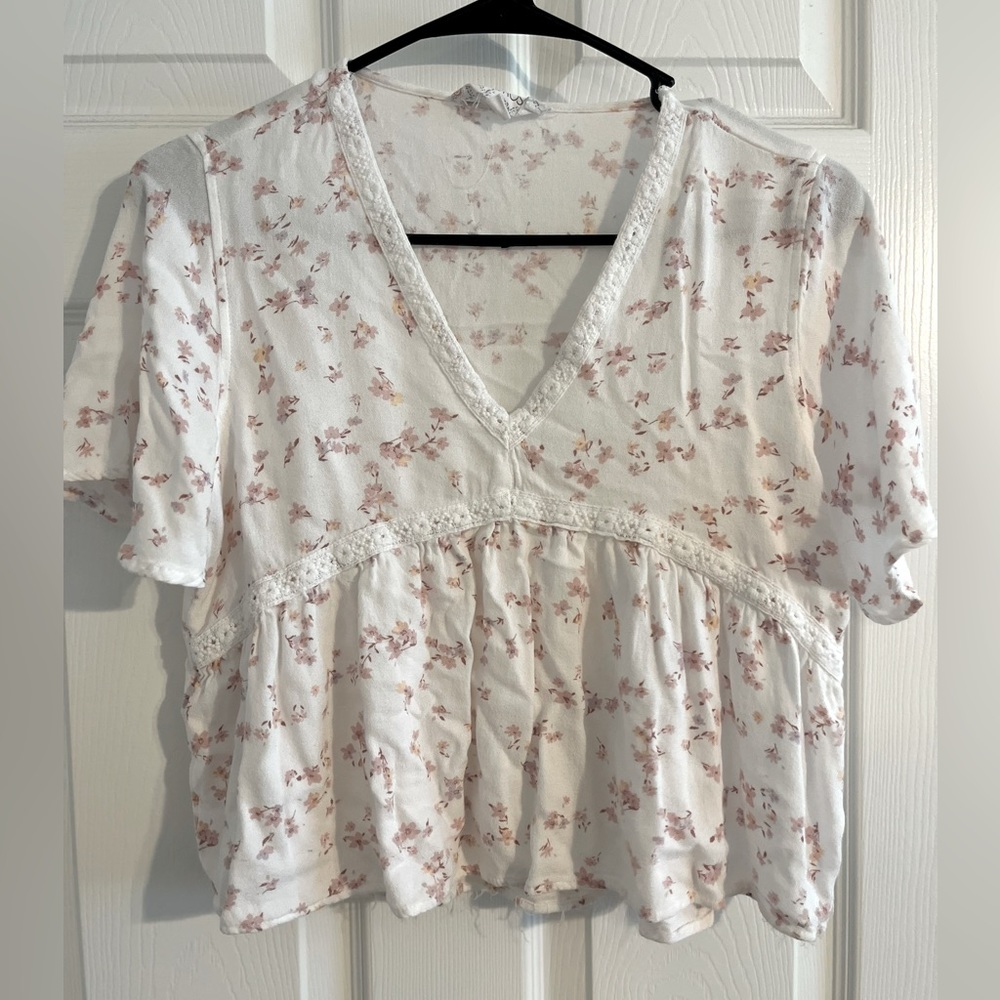 White Floral M Blouse